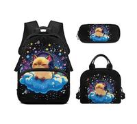 Biyejit Set di zaini per la scuola per ragazze 3 in 1 con borsa per il pranzo, astuccio per matite, borsa casual per bambini, 43,2 cm, idea regalo, Stelle Auto, Misura unica, Set di zaini per la