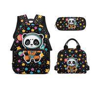 Biyejit Set di zaini per la scuola per ragazze 3 in 1 con borsa per il pranzo, astuccio per matite, borsa casual per bambini, 43,2 cm, idea regalo, Panda, Misura unica, Set di zaini per la scuola