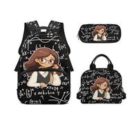 Biyejit Set di zaini per la scuola per ragazze 3 in 1 con borsa per il pranzo, astuccio per matite, borsa casual per bambini, 43,2 cm, idea regalo, Insegnante di matematica, Misura unica, Set di zaini