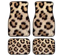 Biyejit Tappetini per Auto in Gomma Morbida con Stampa Leopardata Tappeto 4 Antiscivolo Auto Anteriore Posteriore Rivestimento Pavimento Accessori Auto Tappetini Auto per Donne Uomini