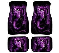 Biyejit Tappetini per auto viola drago per donne uomini e tutte le condizioni atmosferiche tappetini in gomma resistente tappetini protezione set 4 pezzi universali adatti SUV camion e furgone