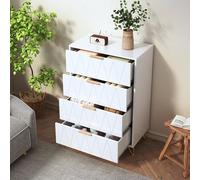 BIYFSDS Cassettiera con 4 cassetti, armadio camera da letto con maniglie e gambe in metallo, armadio con cassetti quattro, armadio portaoggetti con finitura diamante, credenza bianca stretta (bianco-1