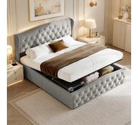 BIYFSDS Letto baule 140 x 190 cm con rete, letto matrimoniale imbottito con idraulico stoccaggio e testiera del letto, telaio per letto matrimoniale per adulti e adolescenti, velluto, senza materasso