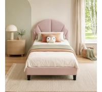 BIYFSDS Letto per bambini 90x200 cm, letto singolo imbottito con testiera regolabile e rete a doghe per bambini,adolescenti, letto funzionale velluto, senza materasso (rosa-1, 90x200 cm)