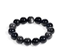 BIYONGDE Braccialetto da uomo con perline in pietra occhio di tigre, grande 14 mm, braccialetto con perline naturali, elastico, grosso e dall'aspetto virile, One Size, Perline occhio di tigre