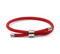 BIYONGDE Braccialetto dell'amicizia in corda intrecciata nautica in stile bohémien, fatto a mano, con ciondolo in acciaio regolabile, 8.66 inches, Acciaio inossidabile e nylon, Nessuna pietra preziosa
