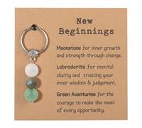 Bizaical 1 portachiavi in cristallo con biglietto, realizzato a mano con design geometrico in cristallo, regalo ispiratore per le donne, regalo per nuovi inizi, portafortuna per il nuovo lavoro