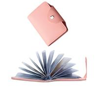 Bizaical Porta carte di debito, in pelle PU, con 26 scomparti, per uomini e donne, organizer compatto per carte di debito, carte di credito, carta d'identità (rosa)
