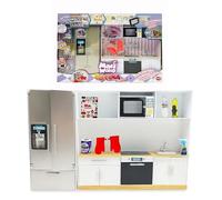 Bizak Mini World Playset Cucina, Set da Cucina con Forno, Microonde, Frigorifero, Dispenser di Ghiaccio e Accessori, Bambini e Ragazze +6 Anni (64506010)