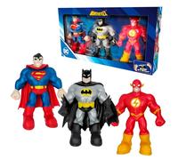 Bizak MONSTERFLEX DC, confezione da 3 figure dei tuoi supereroi preferiti, bambola estensibile ed elastico, 25 cm, da collezionare, per adulti fan collezionisti, bambini +6 anni, (64392024)
