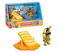 Bizak Stumble Guys 64119201 Playset con statuetta snodata da 7,5 cm, ricrea scene del Videogioco, Mr. Banana con trampolino, ragazzi e ragazze da 8 anni