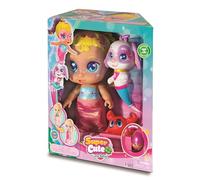 Bizak Super Cute Little Babies Regi Sirena + Cucciolo, Sirenetta Super Cute Regi che può bagnarsi, confezione include il tuo cucciolo Snowball, un granchio, una collana con luce e altri accessori