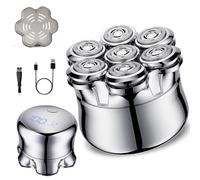 Bizcasa 7D Rasoio Testa Calva,2 Livelli di Velocità con Display LED,Magnetica Rasoio Elettrico Fluttuante Flessibile,Impermeabile IPX7,Porta di Carica USB-C,120 Minuti di Autonomia,Ideale per Viaggi