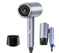 Bizcasa Asciugacapelli, 2400W Asciugacapelli Professionale Phon Ionico con 3 Temperature/2 Velocità, Concentratore, Manico Pieghevole, Asciugatura Rapida, per Salone e Molte Acconciature (Argento)