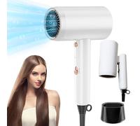 Bizcasa Asciugacapelli, 2400W Asciugacapelli Professionale Phon Ionico con 3 Temperature/2 Velocità, Concentratore, Manico Pieghevole, Asciugatura Rapida, per Salone e Molte Acconciature (Bianco)