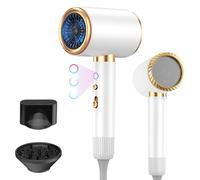 Bizcasa Asciugacapelli, 2400W Asciugacapelli Professionale Phon Ionico con 3 Temperature/2 Velocità, Pulsante Caldo/Freddo, 1 Diffusore, Asciugatura Rapida, per Salone e Molte Acconciature (Bianco)