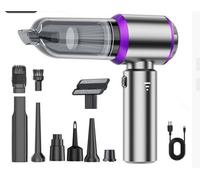 Bizcasa Aspirabriciole Senza Fili,3 Velocità,4 in 1 Aspiratore e Soffiatore con Motore Brushless,22000Pa Aspirapolvere Auto,6000mAh Spray ad aria Compressa,per Auto Casa Ufficio Peli di Domestici