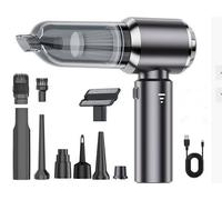 Bizcasa Aspirabriciole Senza Fili,3 Velocità,4 in 1 Aspiratore e Soffiatore con Motore Brushless,22000Pa Aspirapolvere Auto,6000mAh Spray ad aria Compressa,per Auto Casa Ufficio Peli di Domestici