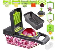Bizcasa Taglia Verdure Mandolina per Verdure Affetta Verdure,16 in 1 Multifunzione Tritatutto Affettatrice Manuale,Tagliaverdure Frutta Cipolla Patate Cubetti Julienne Grattugia,Taglia Verdure Affetta