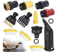 BIZOI 14 Pezzi Pulitore a Vapore, Pulitore a Vapore per Kärcher SC1 SC2 SC3 SC4, Set di Ricambio con Ugello Allungato, Spazzola Rotonda, Spazzola per Fughe, Panni in Microfibra, Raschietto Pulitore