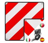 BIZOI Cartello Carichi Sporgenti Omologato, 50x50 cm Pannello Retroriflettente Carico Sporgente, Cartello Carichi Sporgenti con 4 Corde Tensione, cartello di Carico Sporgente per Camper, Caravan