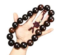 BIZTTLOG Bracciale Rosario in Legno Naturale - 108 grani for Meditazione, Yoga e Protezione Spirituale, Rosario in Legno Fatto a Mano(25mm*19a)