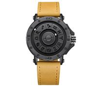 BIZTTLOG Orologio da uomo a levitazione magnetica, orologio al quarzo con 12 segni zodiacali, design senza vetro, resistenza all'acqua fino a 30 metri, scelta del collezionista (nero)(Brown)