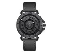 BIZTTLOG Orologio da uomo a levitazione magnetica, orologio al quarzo con 12 segni zodiacali, design senza vetro, resistenza all'acqua fino a 30 metri, scelta del collezionista (nero)(Black2)