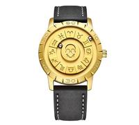 BIZTTLOG Orologio da uomo con cuscinetto a sfera magnetico - Cinturino in acciaio inossidabile, quadrante con numeri romani, senza vetro, resistenza all'acqua fino a 30 metri(Gold1)