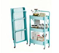 BIZTTLOG Questo carrello portatile a tre ripiani è dotato di rotelle bloccabili e di una maniglia, rendendolo adatto for l'organizzazione in uffici, camere da letto, cucine e bagni.(Blue)