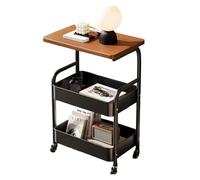 BIZTTLOG Versatile organizer mobile con telaio in acciaio al carbonio resistente e ripiani spessi, carrello a tre livelli for cucina e soggiorno(Black)