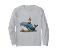 Bizzarro Gnomo Equitazione Balena Acquerello Arte Maglia a Manica