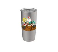 bizzarro, santa, su, costa, kriss, kringle, e, sirena Bicchiere termico in acciaio inox doppia parete