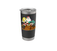 bizzarro, santa, su, costa, kriss, kringle, e, sirena Bicchiere termico in acciaio inox doppia parete
