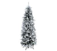 Albero di Natale Slim Sottile Stretto Innevato Bianco Realistico 210 cm Dresda