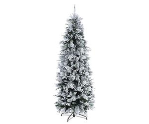 BIZZOTTO Albero di Natale Artificiale Slim Sottile Stretto Innevato Bianco Realistico 210 cm Dresda