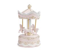 Bizzotto Carillon Darling di Natale Giostra con Cavalli H 22,9 Cm D 12,4 Cm Rosa