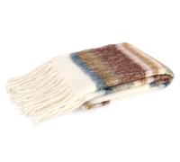 Bizzotto Coperta di Natale Nayla a Righe 130 x 170 Cm con Frange Bianco