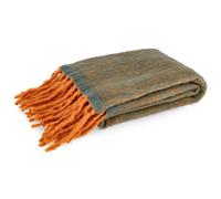 Bizzotto Coperta Winnie di Natale con Frange 130 x 170 Blu Arancione