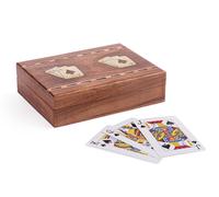 Bizzotto Decorazione di Natale Carte Fortune Legno H 4,3 Cm 15,5 x 12 Cm Incluso 2 Set Carte
