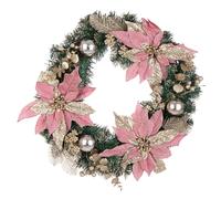BIZZOTTO - Ghirlanda di Natale Allyson Poinsettia Corona Rosa Oro cm 55 PVC