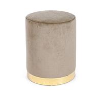 Bizzotto Home Pouf in Velluto Colore Tortora con Base Oro Modello Lucilla Diametro 35 x Altezza 40 cm