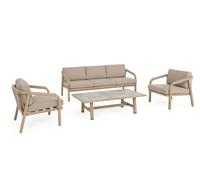 Bizzotto Set 4 Salotto Kalimera con Cuscini Divano, 2 Poltrone e Tavolino Colore Desert Big