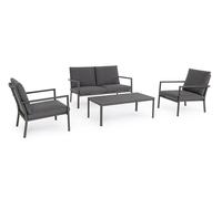 Bizzotto Konnor Set Salotto Antracite Alluminio Textilene 4 Pezzi