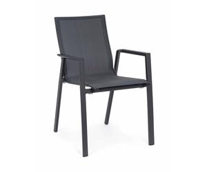 Bizzotto Krion Sedia con Braccioli Antracite Alluminio