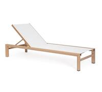 Bizzotto Lettino prendisole con ruote SKIPPER NEW in alluminio effetto legno e textilene bianco