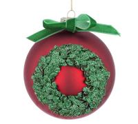 Bizzotto Pallina Sfera in Vetro per Albero di Natale Corona 10cm Rosso Oro