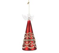 BIZZOTTO Pendaglio Addobbo di Natale Beloved Angelo Rosso 21cm Vetro