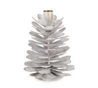 Bizzotto Portacandela di Natale Harriet 1 Posto a Forma di Pigna H 16 Cm D 13 Cm Metallo Bianco