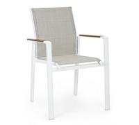 Bizzotto Sedia alluminio con Bracci Kubik Bianco esterno giardino veranda impil.